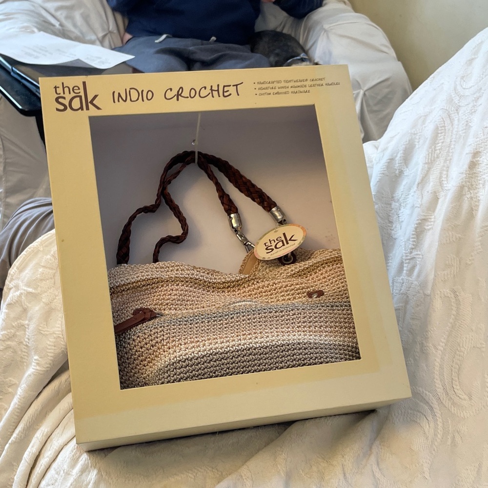 The Sak Crochet Shoulder Bag in Cream and Tan - Picture 3 of 3